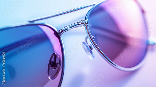 A close-up shot of a pair of sunglasses on a smooth self-colored background