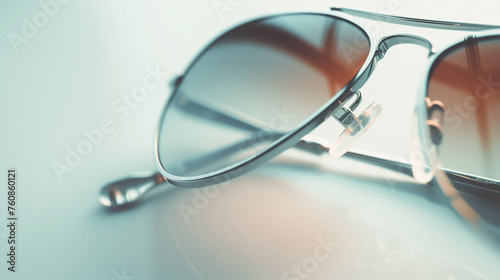 A close-up shot of a pair of sunglasses on a smooth self-colored background