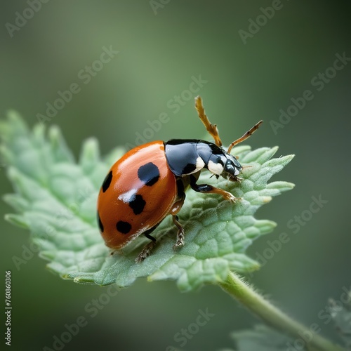 Ladybug beautiful concept nature inset on green leaf plant