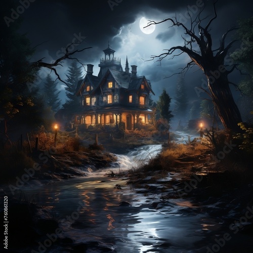 An old scary house on the night