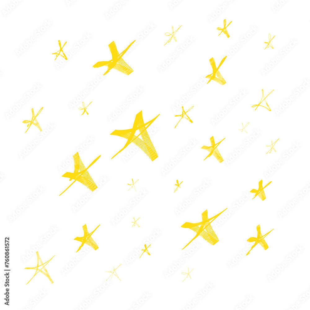stelle gialle disegnate con pennarelli su sfondo trasparente stile scuola bambini didattica - obrazy, fototapety, plakaty 