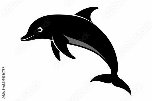 dolphin silhouette  vector on white background.