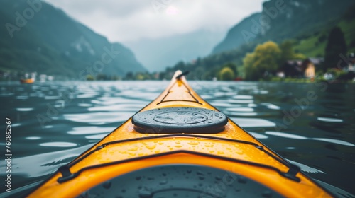 Solo Kayak Adventure on Calm Mountain Lake