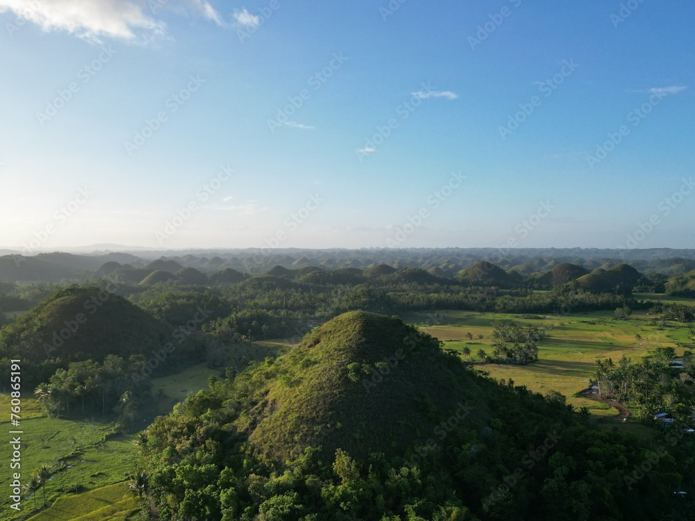 Fototapeta premium Beautiful chocolate hill in aerial view, Bohol Philippines