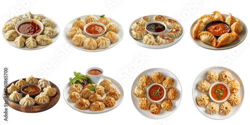 Momo png collection indian food in 3d transparent for product presentation.