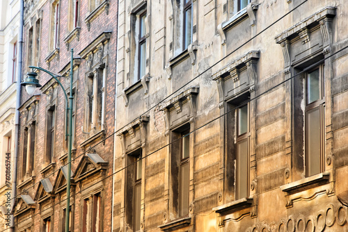 Full frame shot of residential street in Krakow, Poland