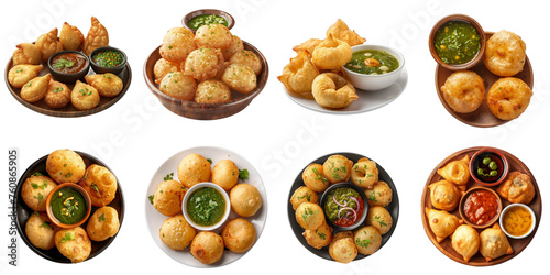 Indian food png panipuri set collection 3d transparent no background.