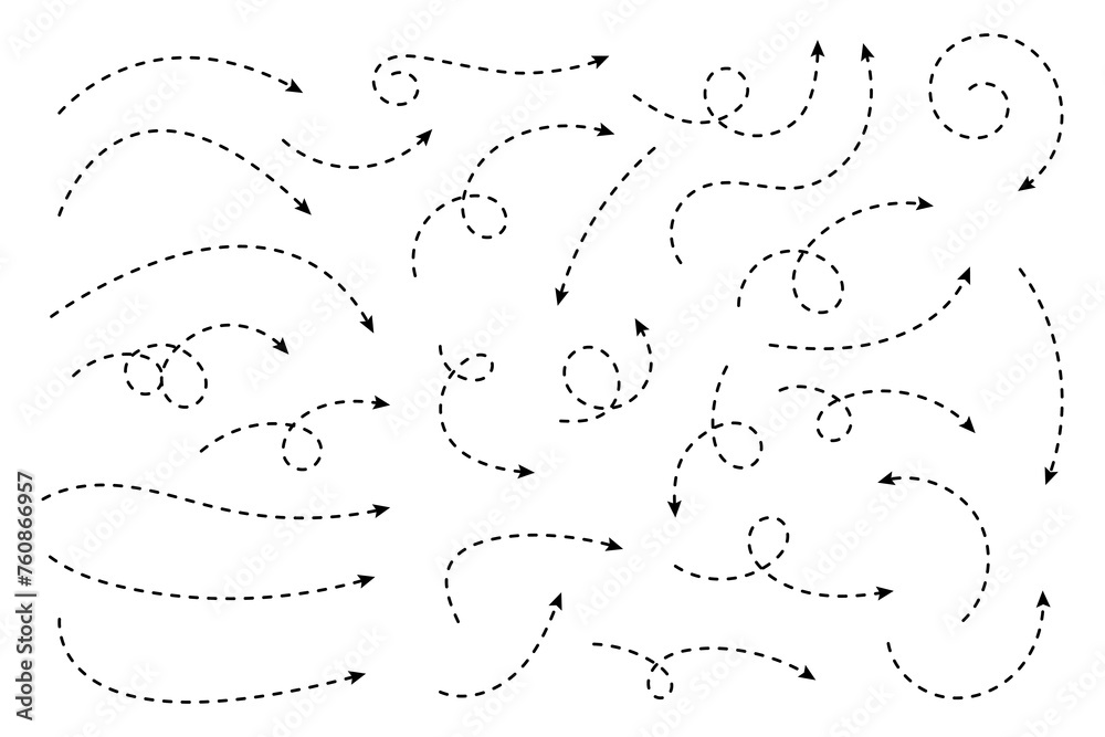 Curved dotted arrow. Zigzag arrow stripes design with dotted lines. Curved dotted arrow. Zigzag arrow stripes design with dotted lines.