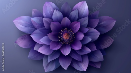 a blue flower with purple petals on a dark blue background with a yellow center in the center of the flower.