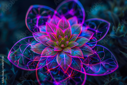 Neon Iridescent Flower of Life
