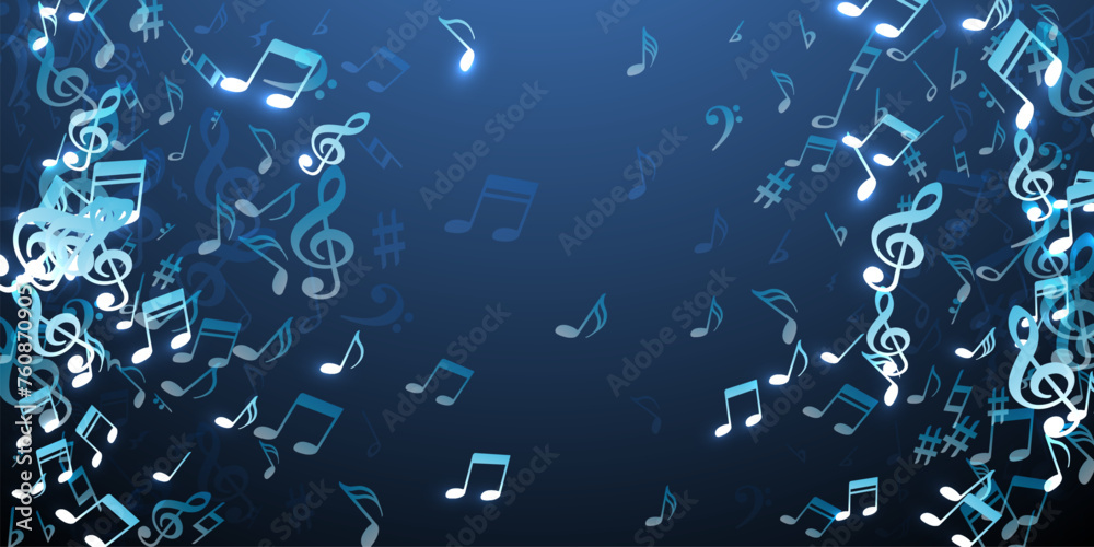 Musical note icons vector wallpaper. Melody - obrazy, fototapety, plakaty 