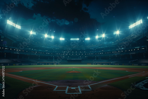 Baseball Stadium at Night Low Angle Sky Lights