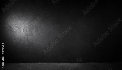 A Bback texture background  black plaster wall  with light spots of light  as a background  template  banner or page.