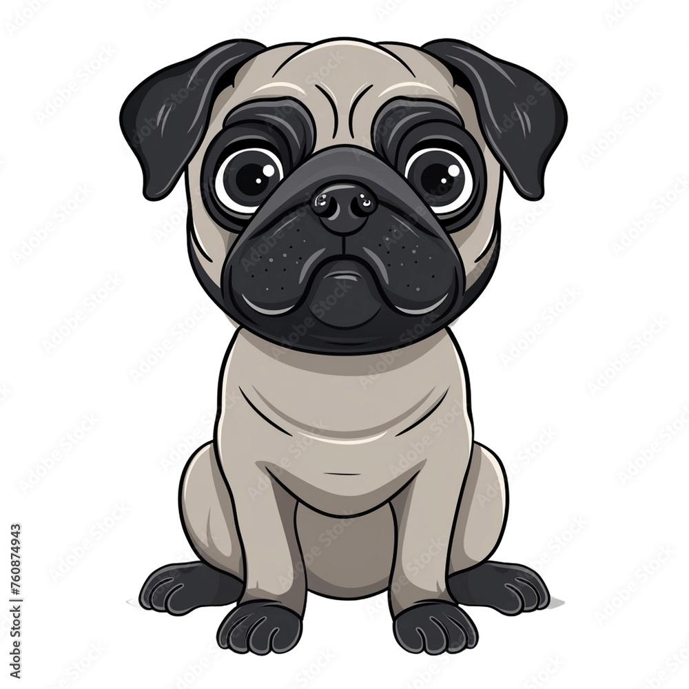 pug dog vector cartoon illustration isolated on transparent background - Generative AI	