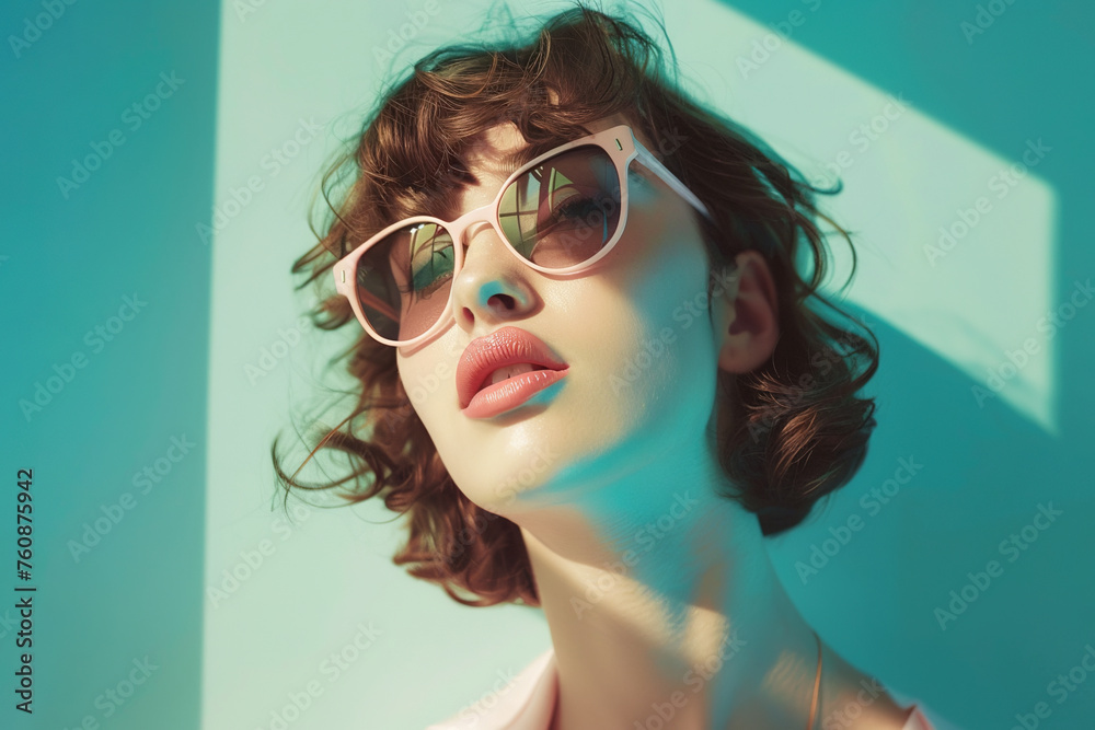 Portrait of beautiful stylish fashionable woman with sunglasses Portrait of beautiful stylish fashionable woman with sunglasses
