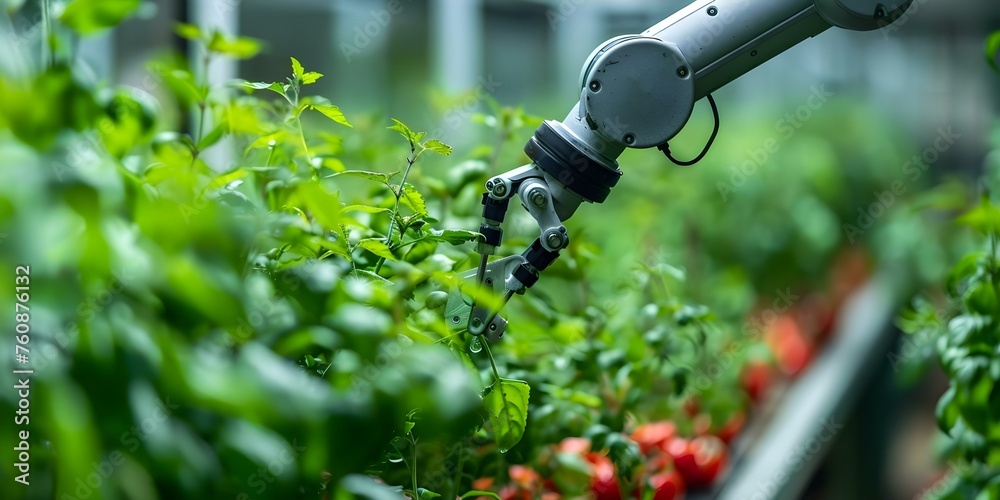 © Anastasiia - Advanced Robotic Equipment for Agriculture: The Evolution of Automated Arm in High-Tech Farming. Concept Agricultural Robotics, Automated Farming Equipment, Advanced Robotic Arms © Anastasiia - Advanced Robotic Equipment for Agriculture: The Evolution of Automated Arm in High-Tech Farming. Concept Agricultural Robotics, Automated Farming Equipment, Advanced Robotic Arms