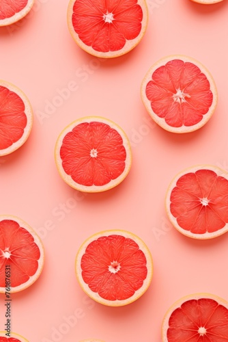 Vitamin C Boost: Sliced Grapefruits Pattern on Soft Pink Background
