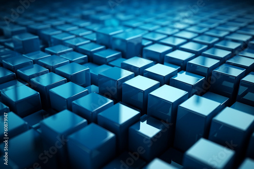 Blue cube digital background generative AI