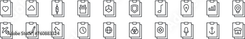 Set of line icons of clipboard. Editable stroke. Simple outline sign for web sites, newspapers, articles book