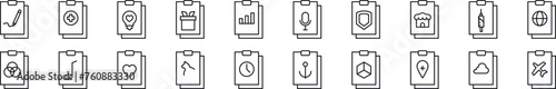 Clipboard line icons collection. Editable stroke. Simple linear illustration for web sites, newspapers, articles book