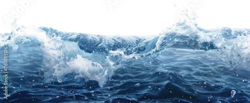 Water  blue water surface with wave isolated on a white background. Sea water surface cut out