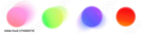 Set of vector illustration featuring an abstract radial gradient blur in shades of purple,green and  blue.Vibrant set of aura glow rounds with a soft  dot neon element.Color holographic round shapes.W