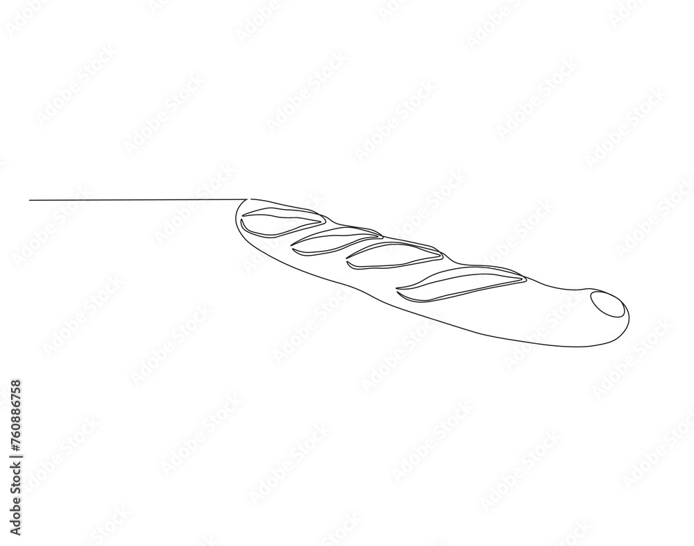 Continuous Line Drawing Of French Baguette. One Line Of Baguette. French Bread Continuous Line Art. Editable Outline. Continuous Line Drawing Of French Baguette. One Line Of Baguette. French Bread Continuous Line Art. Editable Outline.