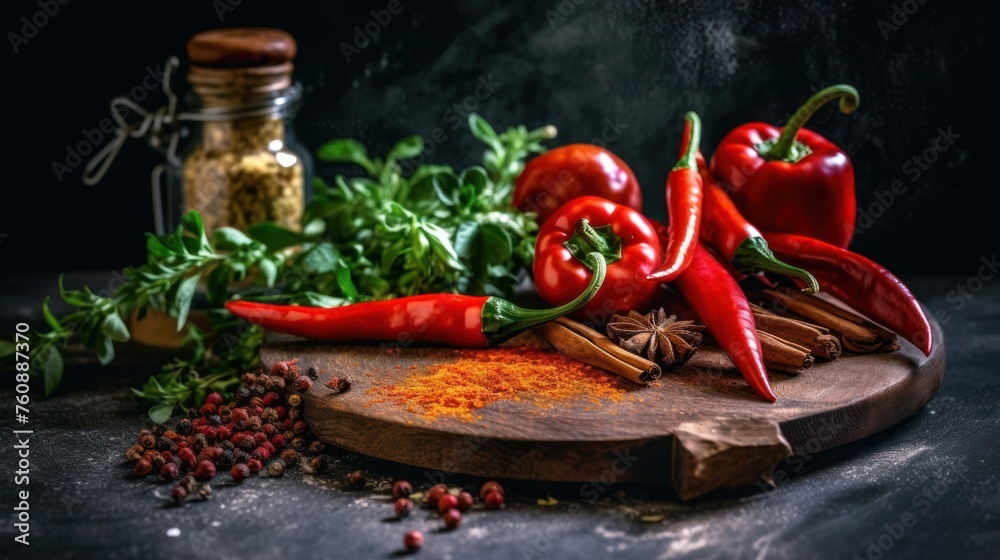Pepper. Photo of fresh spices. Assortment of fresh and dried peppers, seasonings and herbs on a marble background. Pepper. Photo of fresh spices. Assortment of fresh and dried peppers, seasonings and herbs on a marble background.