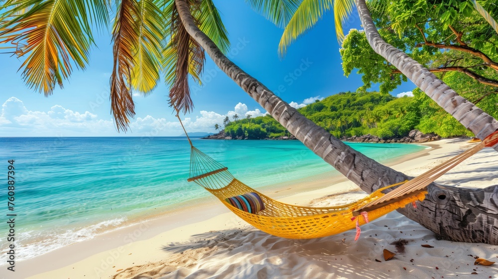 Fototapeta premium Relaxing Hammock on a Serene Tropical Beach