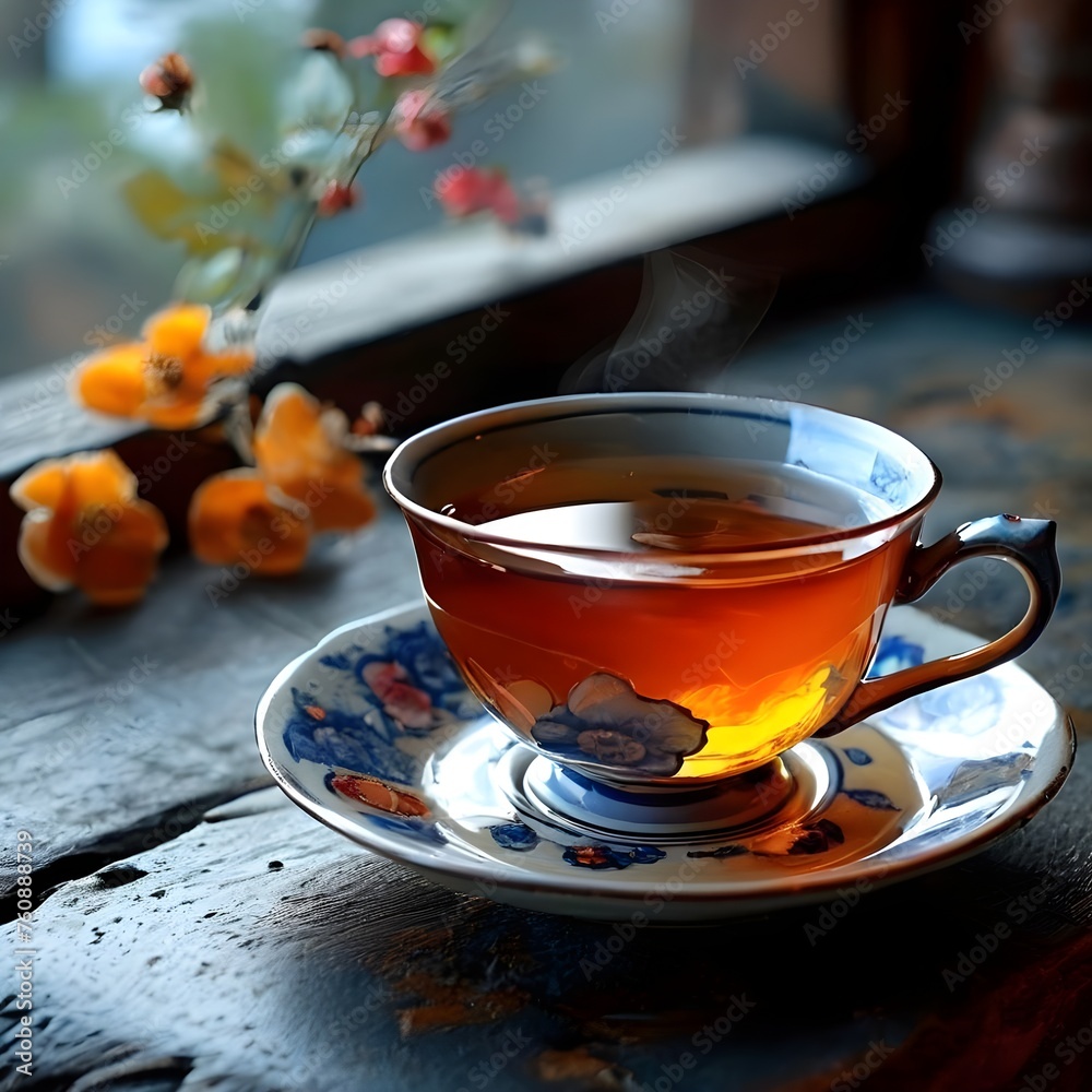 cup of tea with lemon plate table glass healthy closeup cup of tea with lemon plate table glass healthy closeup