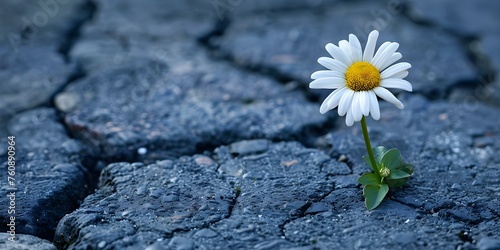 The Resilience of a Delicate Flower Amidst Urban Pavement. Concept Nature versus Cityscape, Urban Flora, Resilient Beauty, Visual Contrast, Intriguing juxtaposition © Ян Заболотний