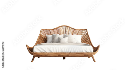 A cozy wooden bed with crisp white sheets