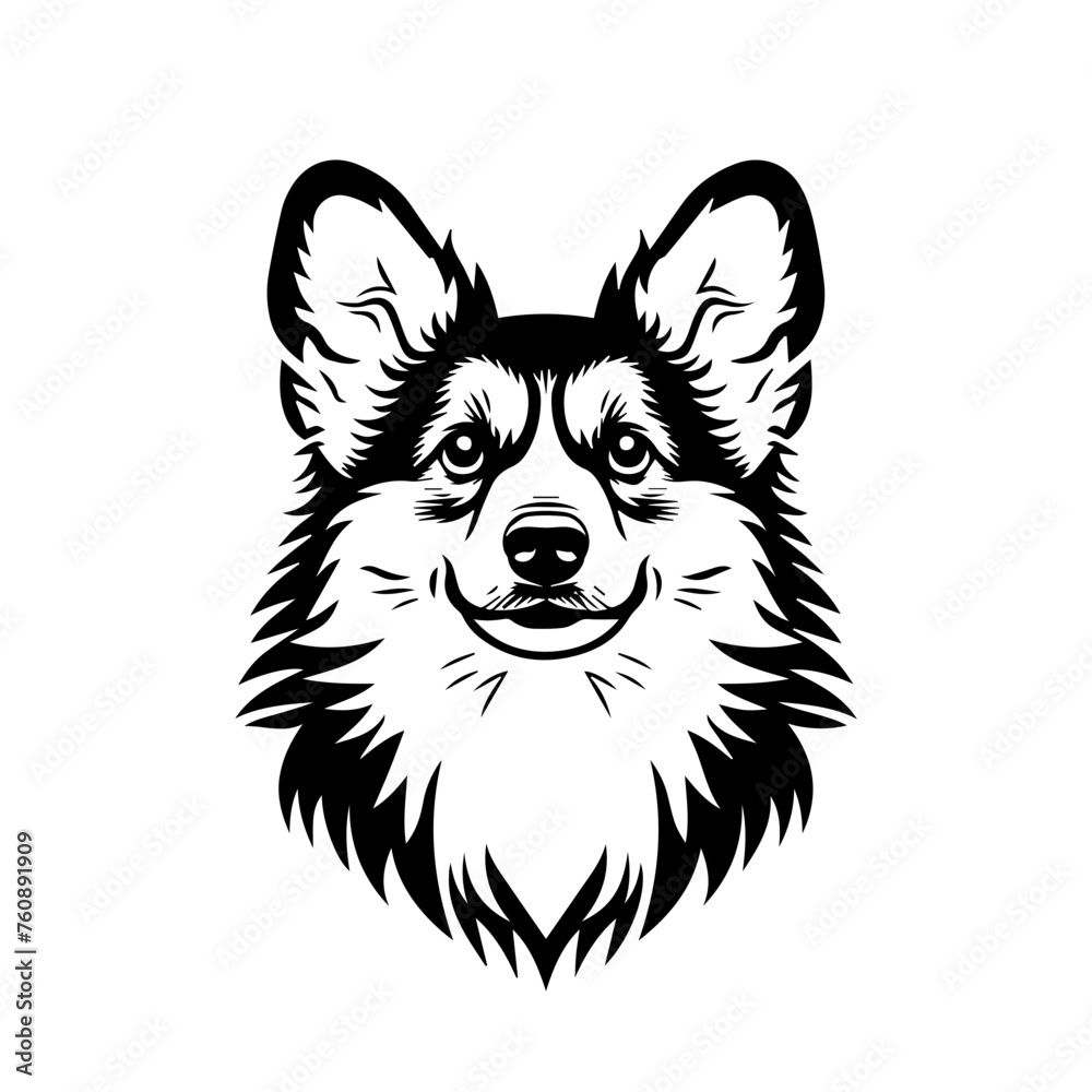 A simple line art tattoo-style logo, showcasing a modern minimalist design element like a corgi, in black on white. It emphasizes clean lines without any depth, texture, or skin el, generated with AI