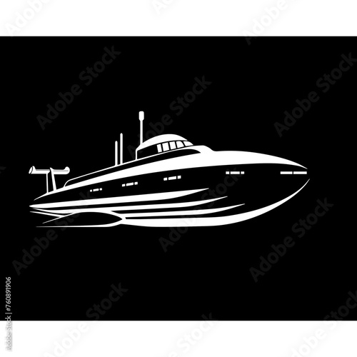 A black and white logo of a stylised nuclear submarine, generated with AI © sch_ai
