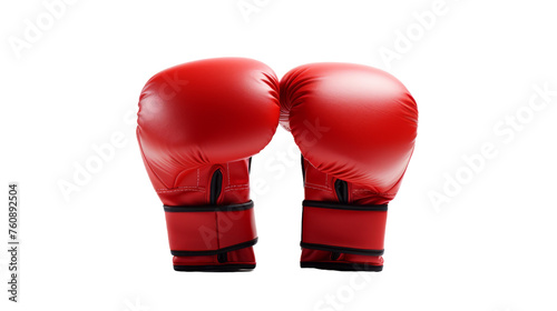 A vibrant pair of red boxing gloves against a crisp white backdrop © FMSTUDIO