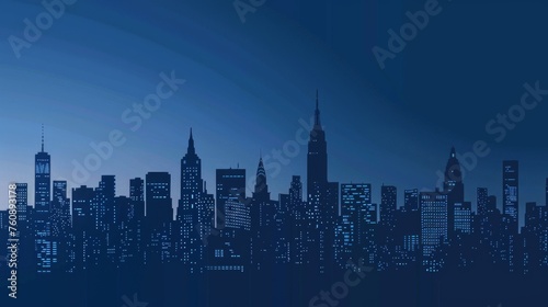 A captivating view of New York City s skyline with glowing buildings against a dusk sky  encapsulating the urban atmosphere.