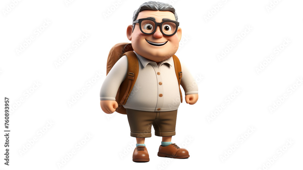 A cartoon character with glasses and a backpack embarks on a thrilling journey A cartoon character with glasses and a backpack embarks on a thrilling journey