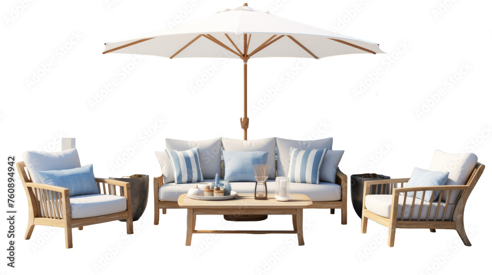 A stylish set of patio furniture with a colorful umbrella creating a cozy outdoor retreat A stylish set of patio furniture with a colorful umbrella creating a cozy outdoor retreat