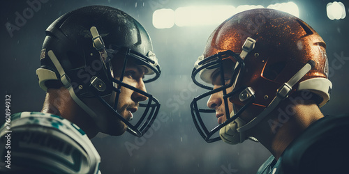 A american fooball two players before the start game. photo