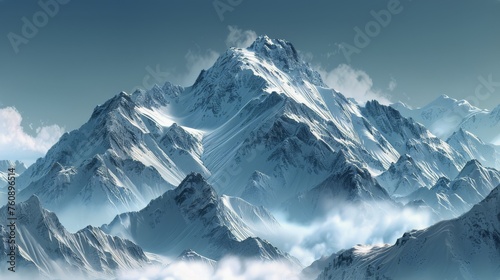Snowy Mountain Scene With Pine Trees