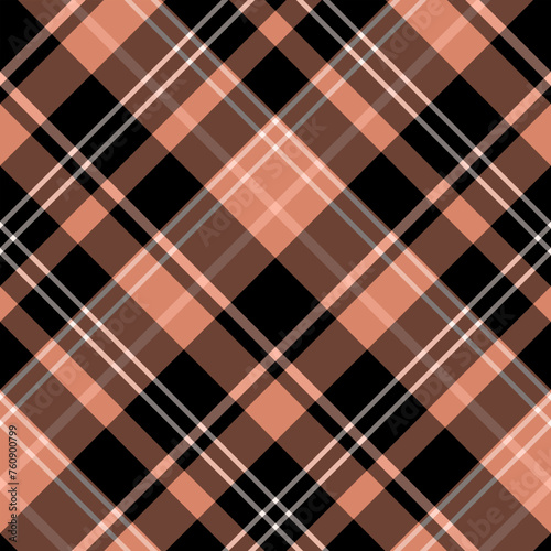Seamless pattern in black, gray and peach color for plaid, fabric, textile, clothes, tablecloth and other things. Vector image. 2
