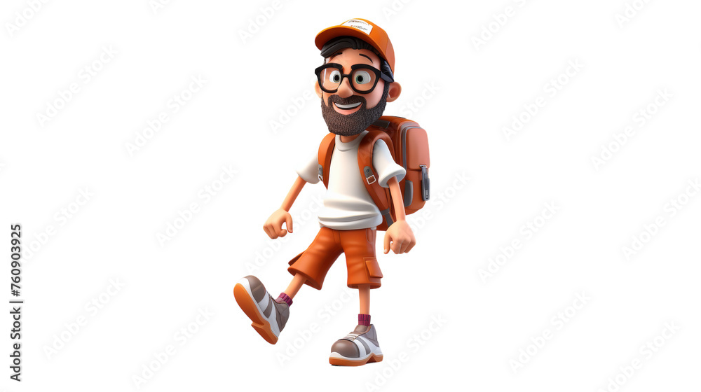 A man with glasses and a backpack strolls along a path with determination and purpose A man with glasses and a backpack strolls along a path with determination and purpose
