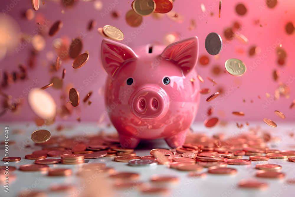 Coins falling into a piggy bank portraying investment
Coins falling into a piggy bank portraying investment