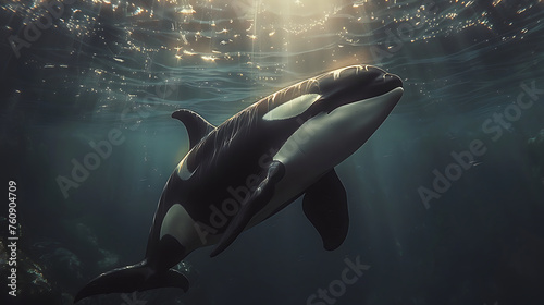 Orca whale swiming in the sea © Altair Studio