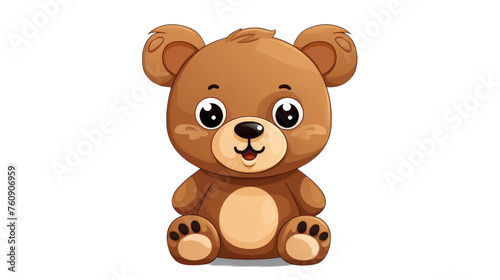 Brown teddy bear sitting peacefully on white floor