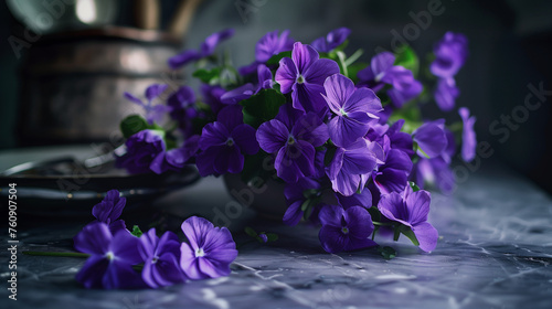violet flowers in a vase