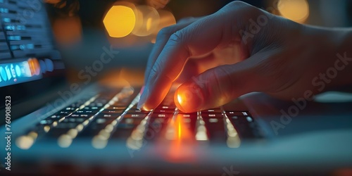 Closeup of hand turning on computer with power button after shutdown. Concept Technology, Close-up Photography, Turning On, Power Button, Computer Retrieval