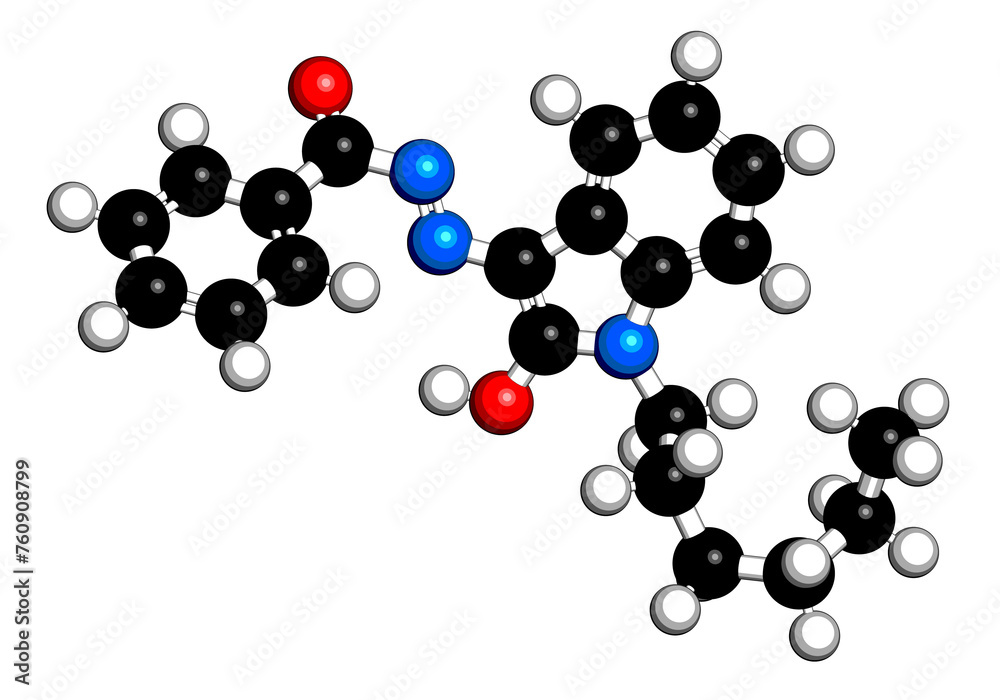 MDA-19 synthetic cannabinoid molecule. MDA-19 synthetic cannabinoid molecule.