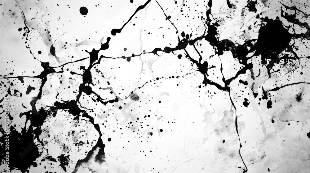 Abstract Ink Splatter Dynamic Black and White Background