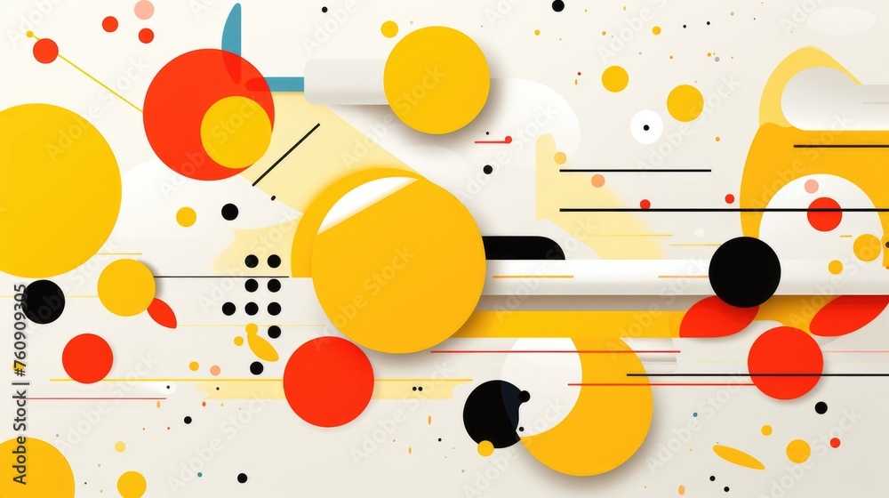 Modern Artistic Background with Geometric Shapes and Splashes in Warm Tones